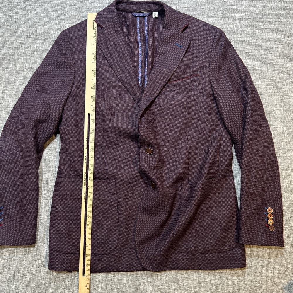 Robert Graham Blazer 44 Burgundy Wool Tweed Birdseye Sport Coat Tailored Fit - Picture 10 of 13